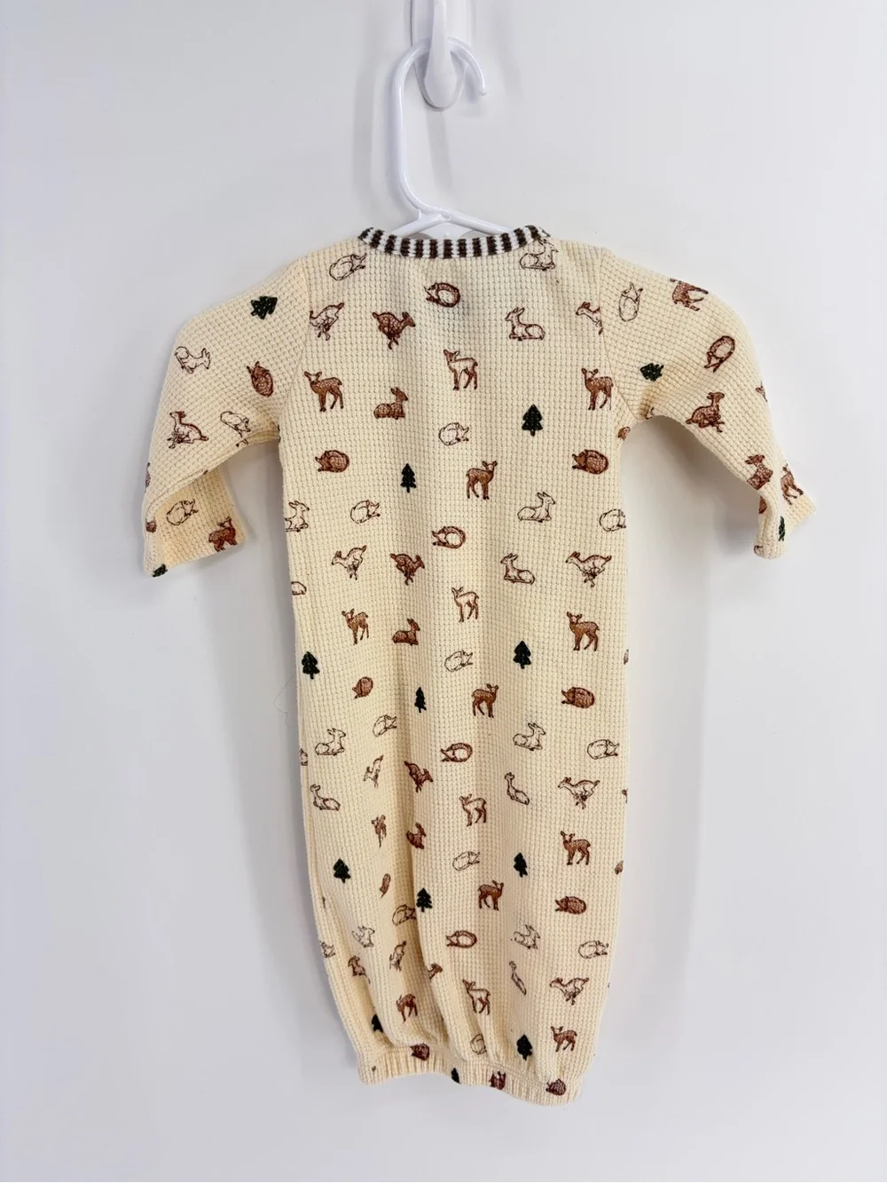 Mudpie Woodland Print Waffle Knit Baby Gown‎ - 0-3 months